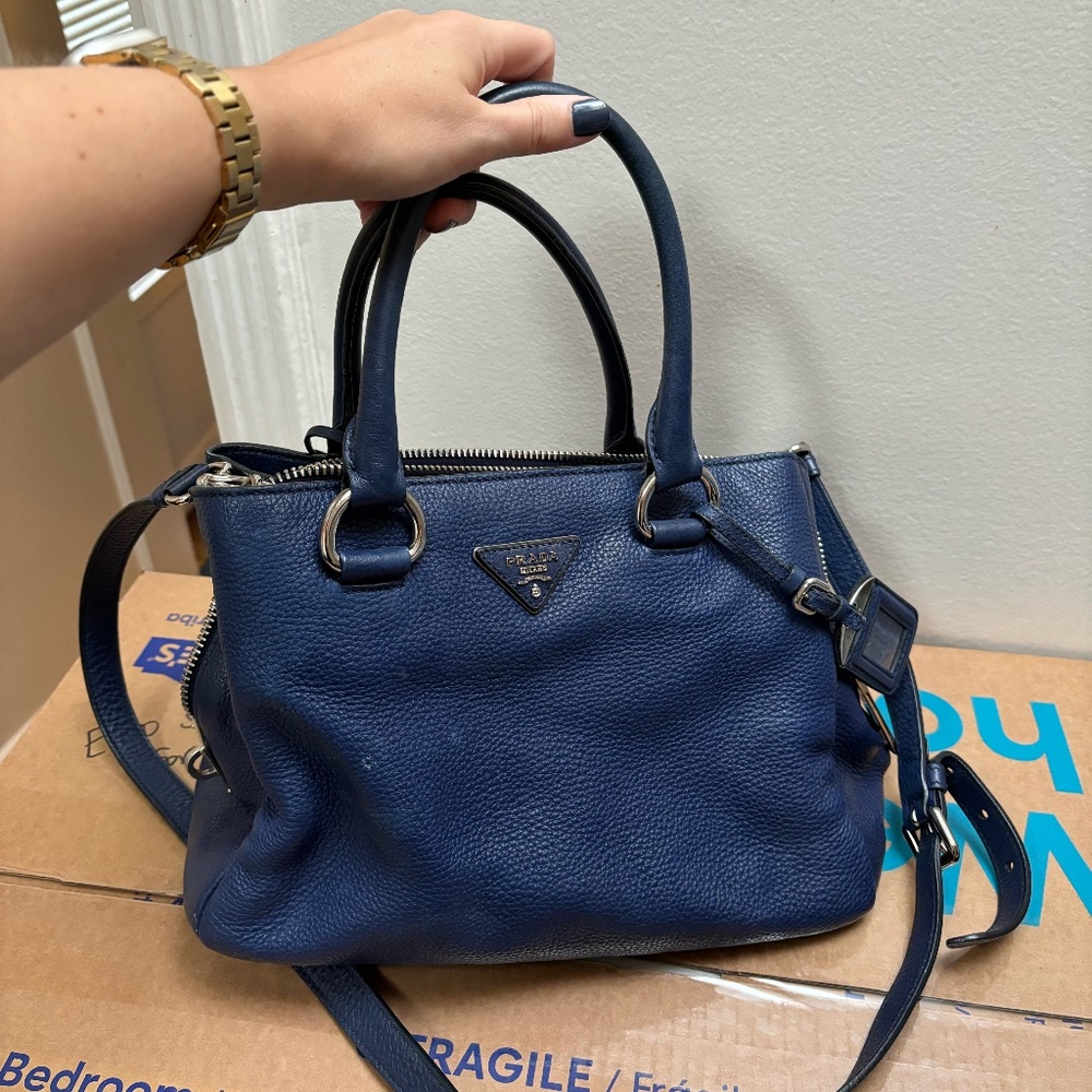 Prada Navy Leather Vitello bag